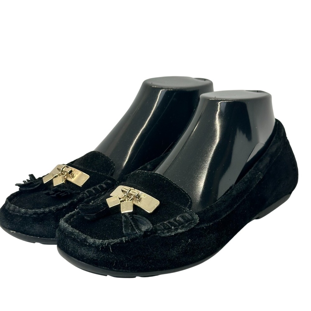 Anne Klein iflex Black Suede Moccasin Loafer Akoates Tassel Flat Shoes Size 6.5M - Picture 3 of 13